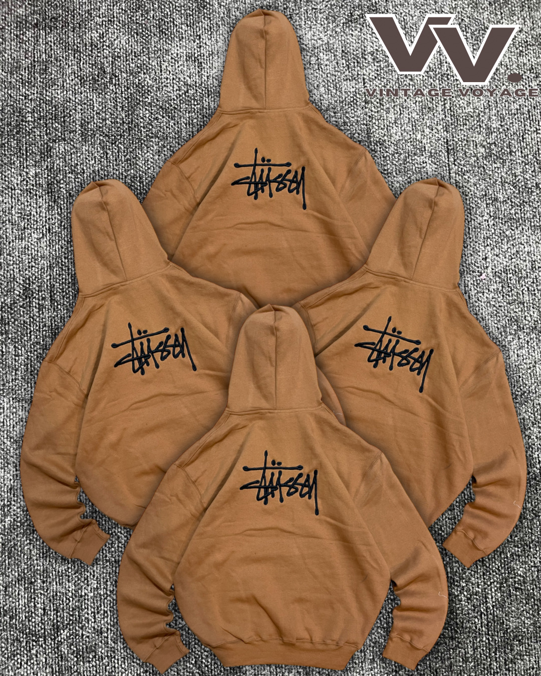 Stussy retravaillé style pull à capuche marron #7126