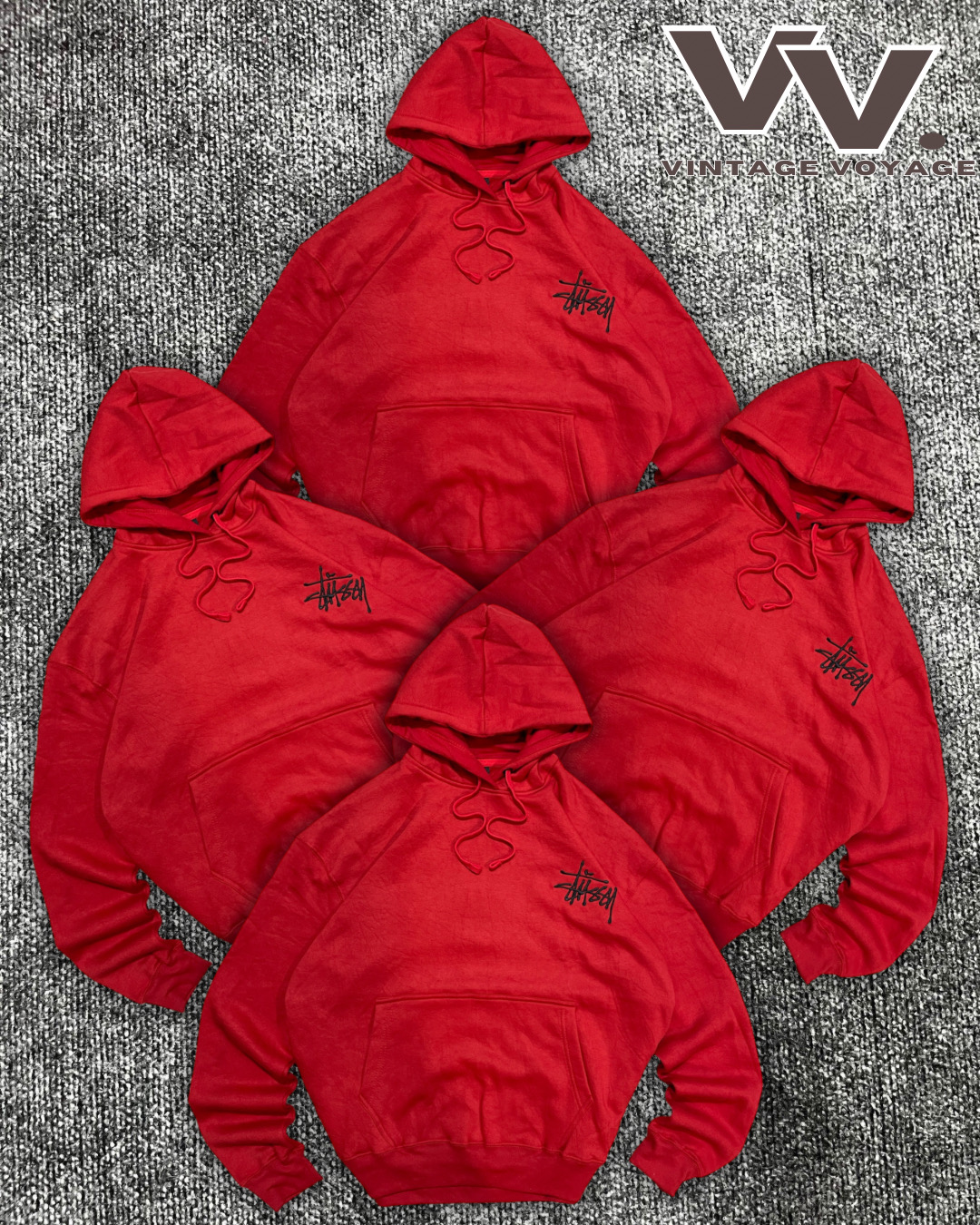 Stussy retravaillé style sweat à capuche rouge #7126