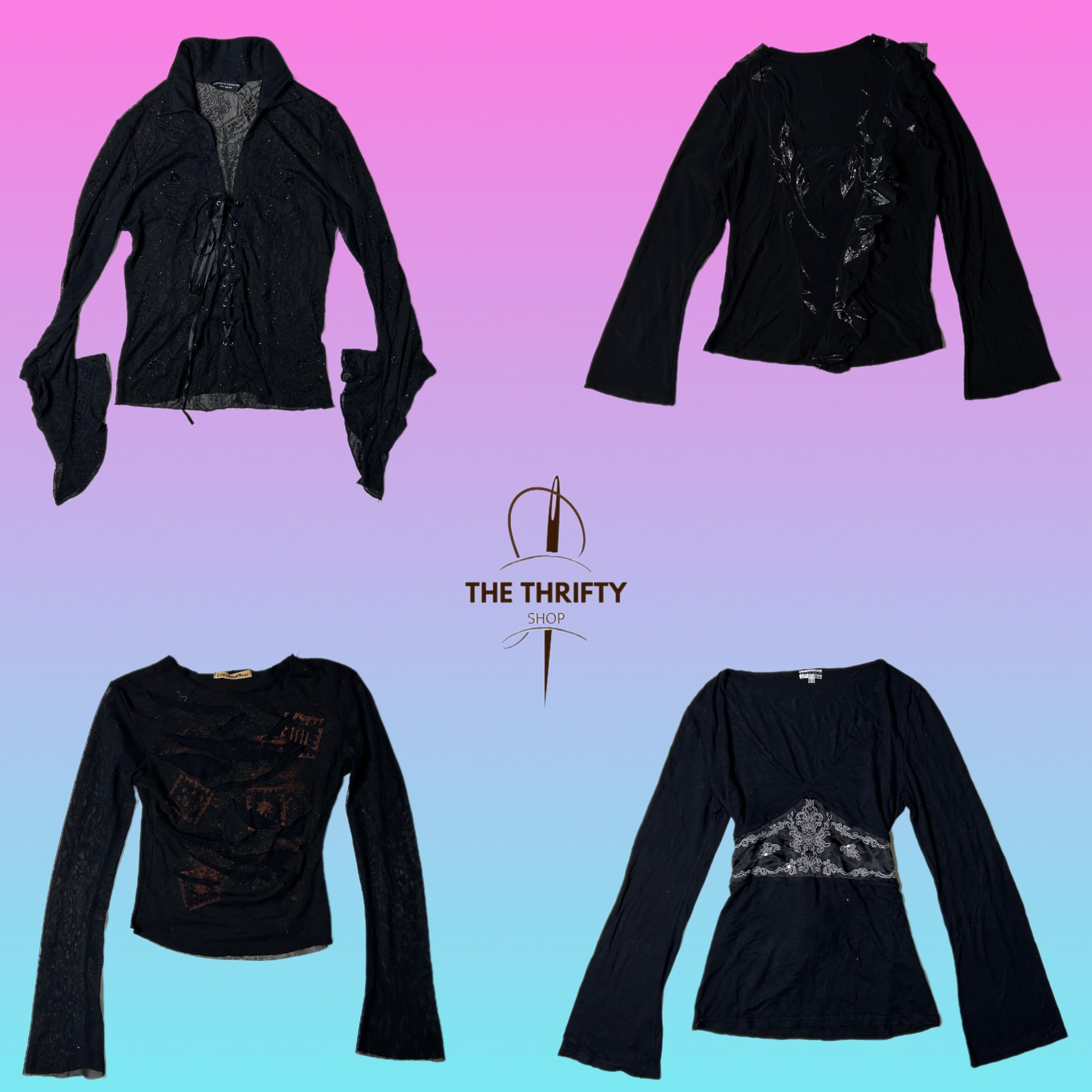 ビンテージブラックロングスリーブトップス (SU 296)