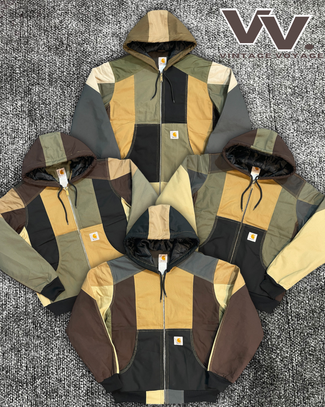 Vestes à capuche patchwork Carhartt retravaillées #7126