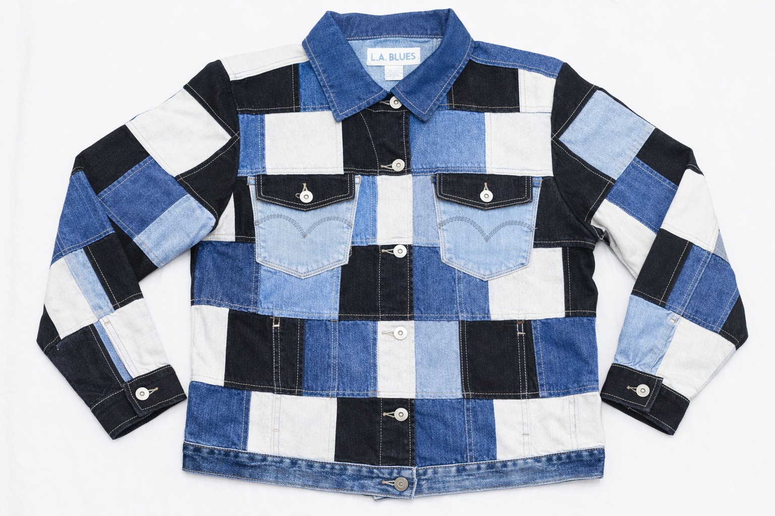 CR1109 Upcycled Patchwork Denim Jacket