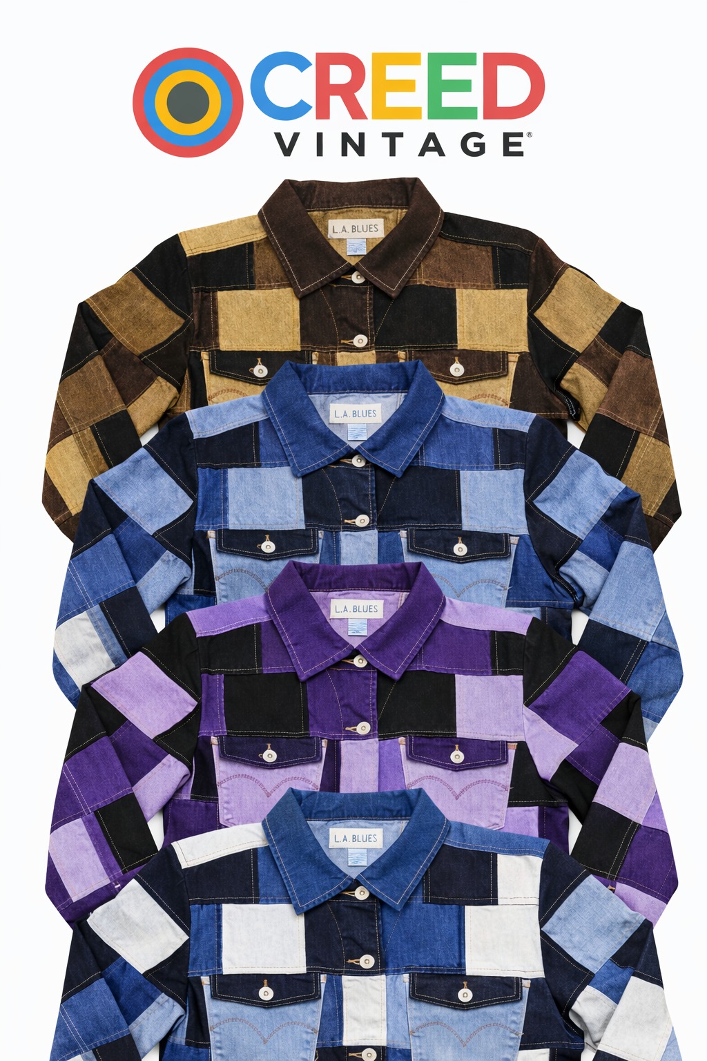 CR1109 Giacca in denim patchwork riciclata