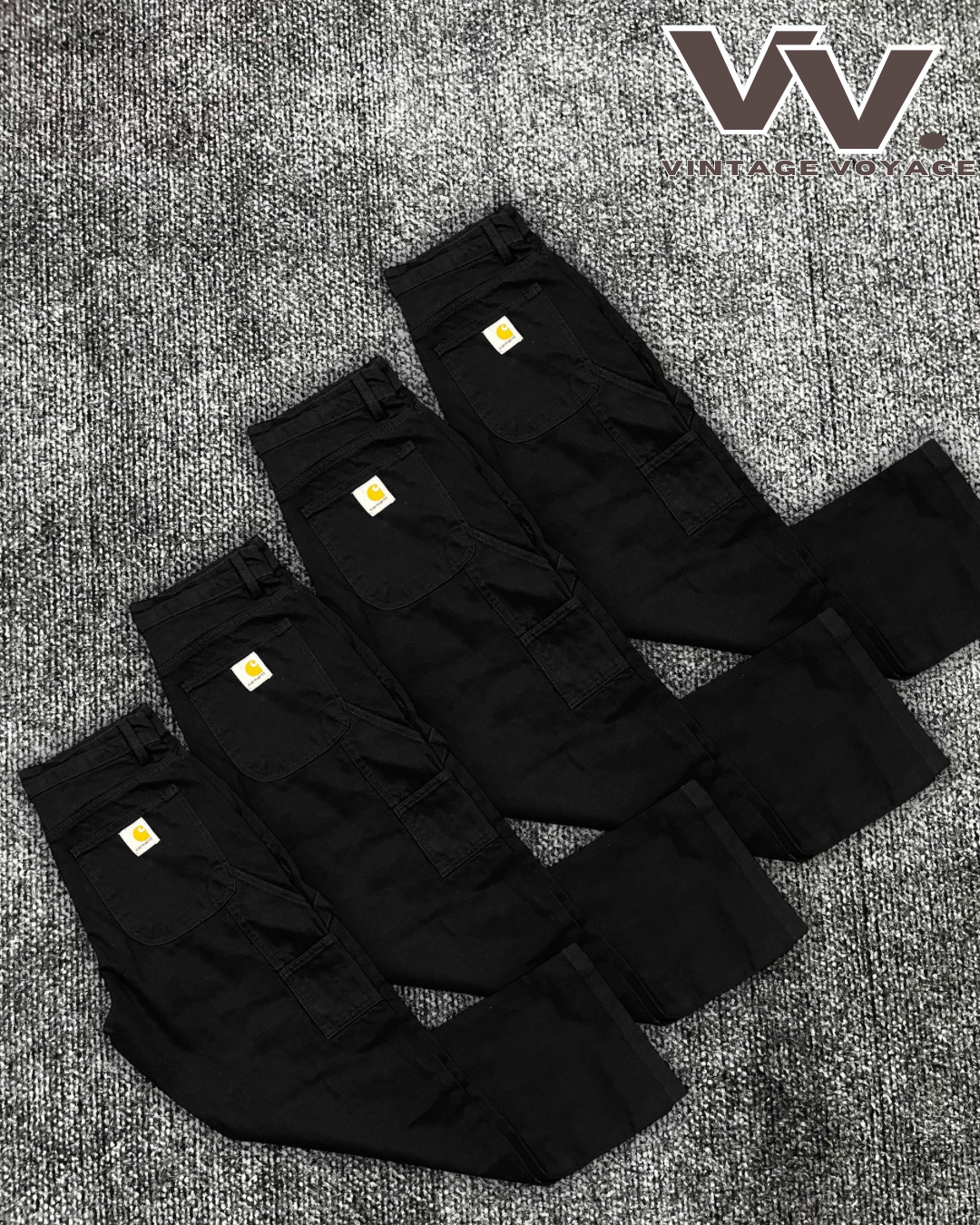 Carhartt style retravaillé pantalons noirs #7126