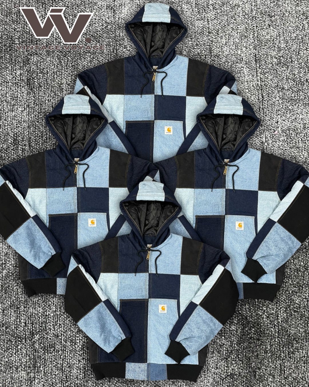 Vestes actives en patchwork de denim retravaillées Carhartt #7126