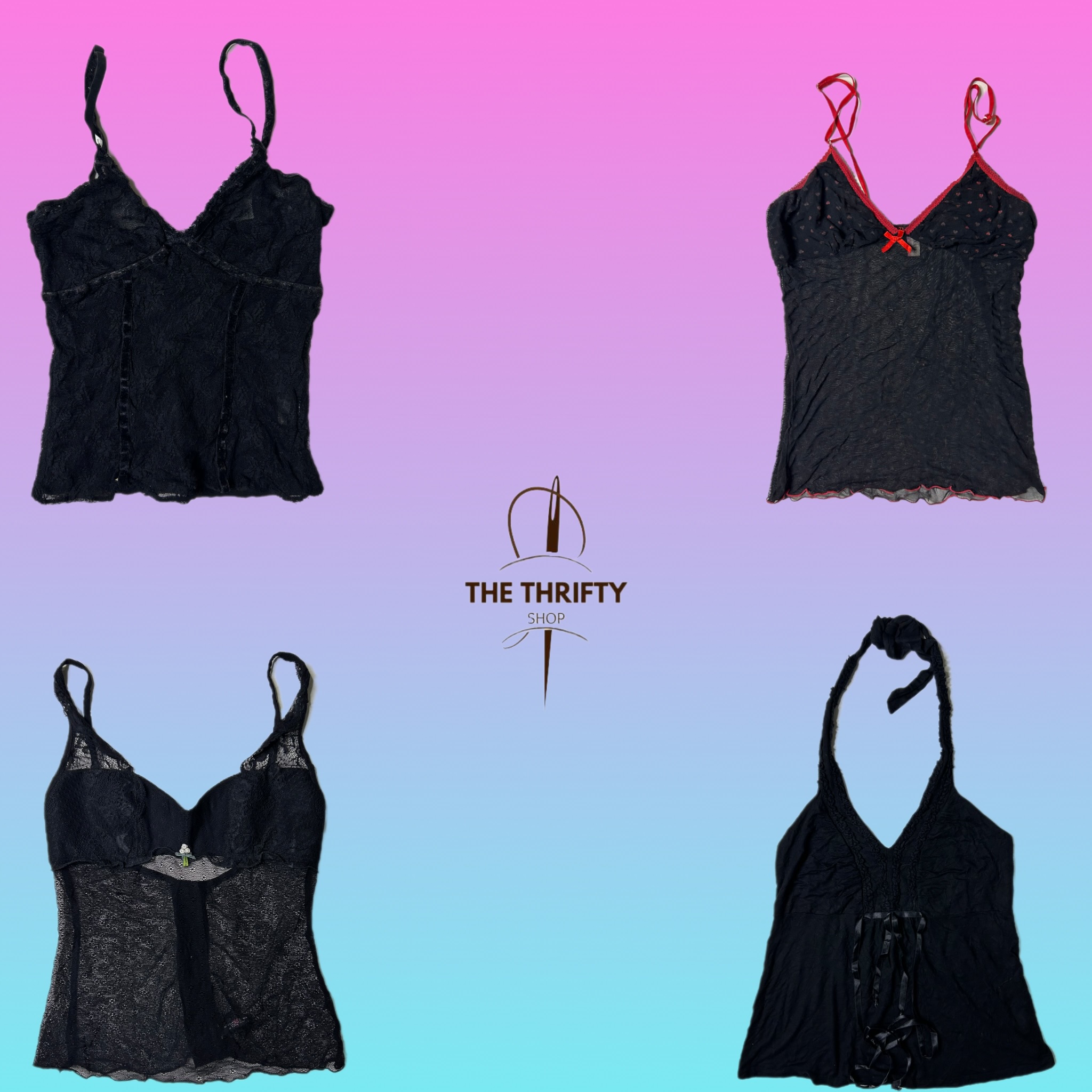 Y2k Black Rave Cami tops (SU 308)