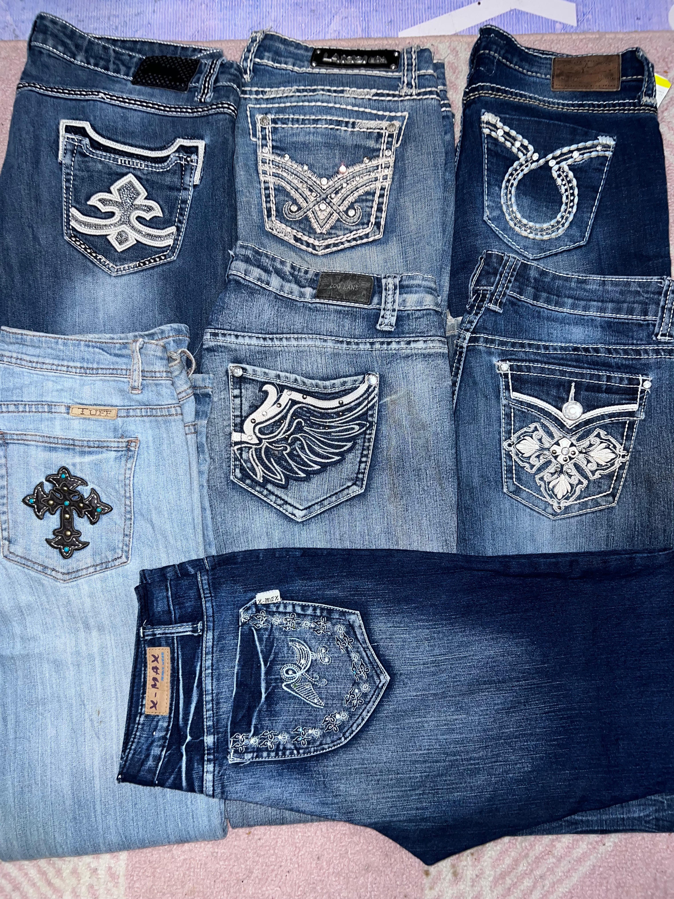 Y2K刺繍ジーンズパンツ
