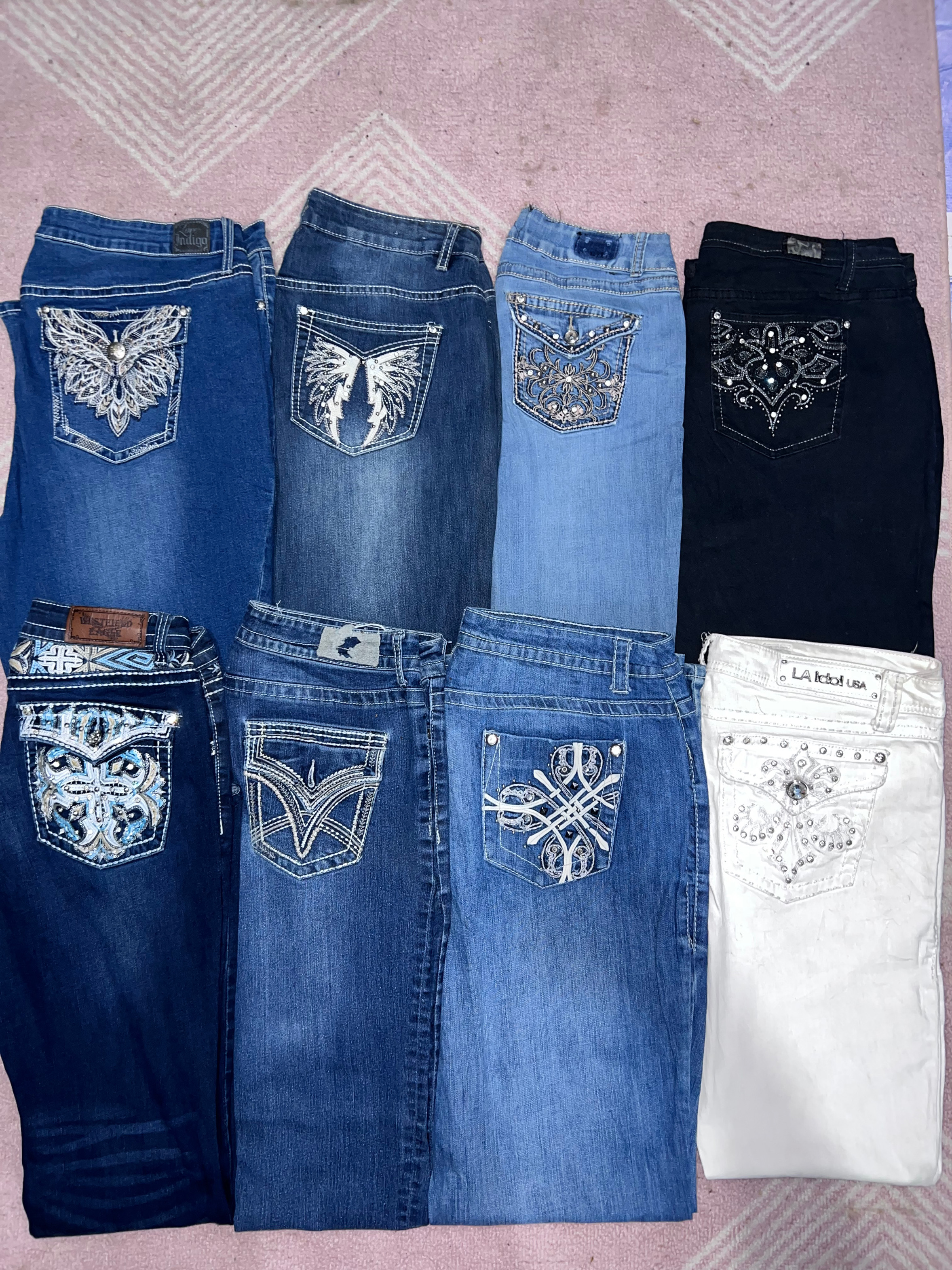 Y2k bestickte Jeanshose