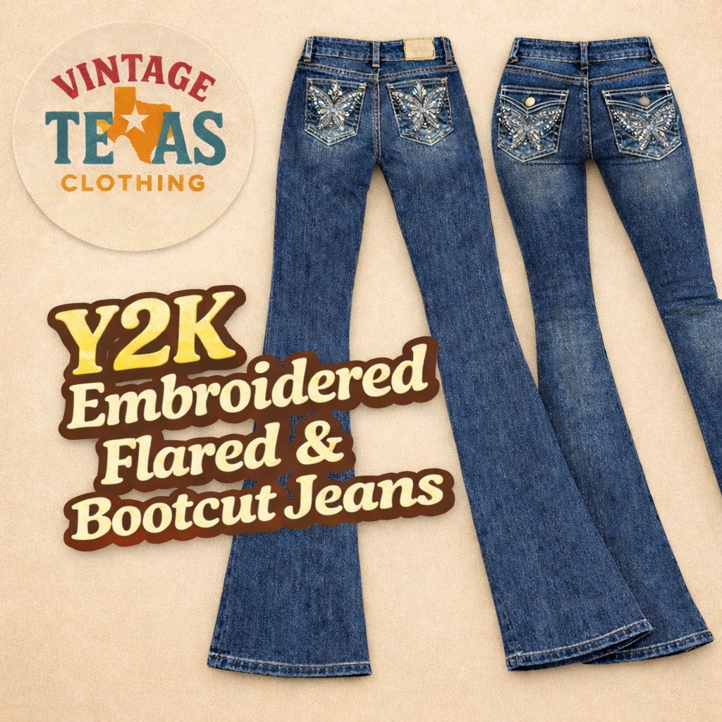 Y2k Embroidered Flared and Bootcut Jeans 0003