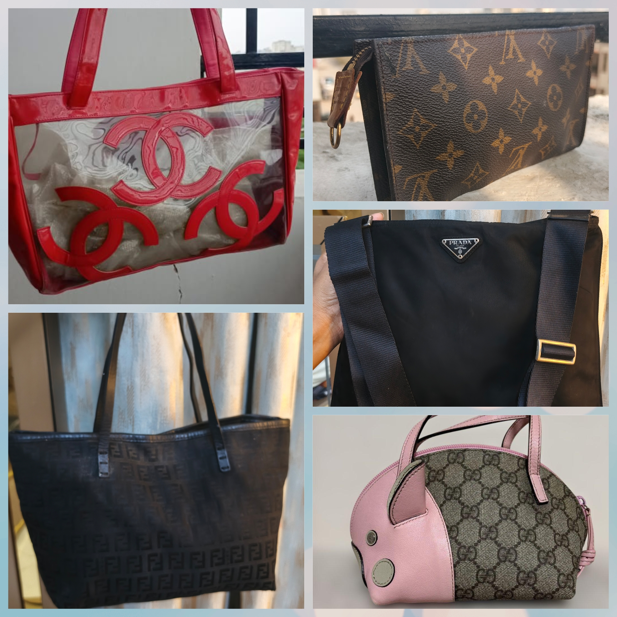 Mixes branded bags chanel lv gucci prada fendi
