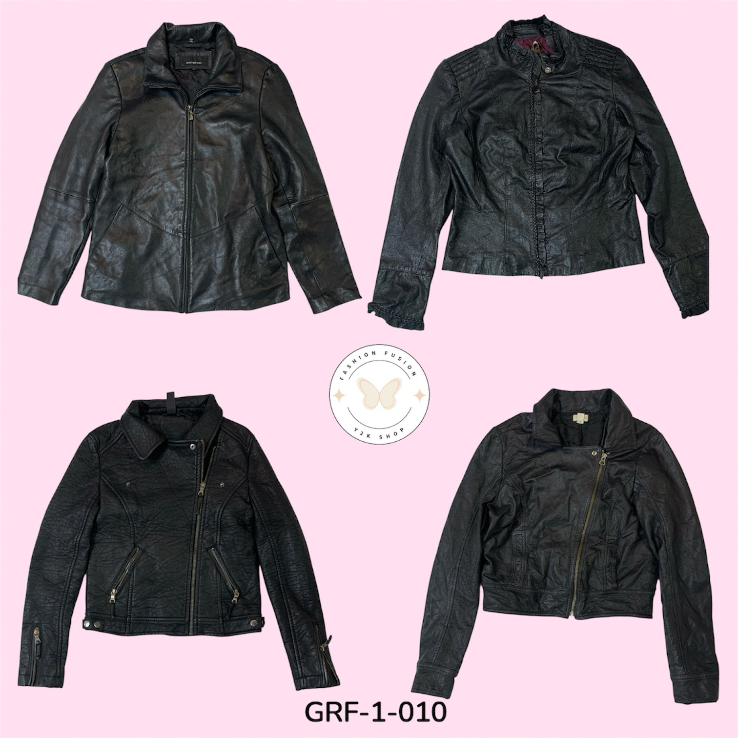 Veste en cuir moto Y2K des années 2000 – Ambiance streetwear audacieuse (GRF-1-010)