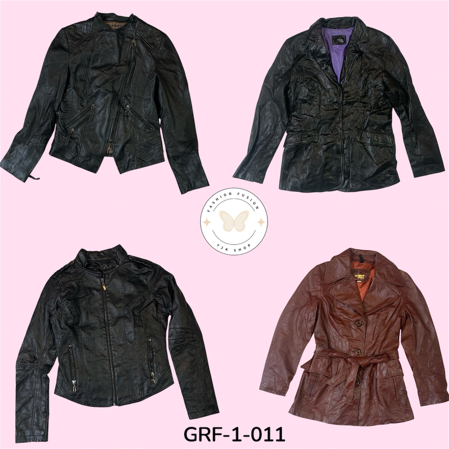 Vintage Y2K Leather Biker Jacket – Statement Outer..
