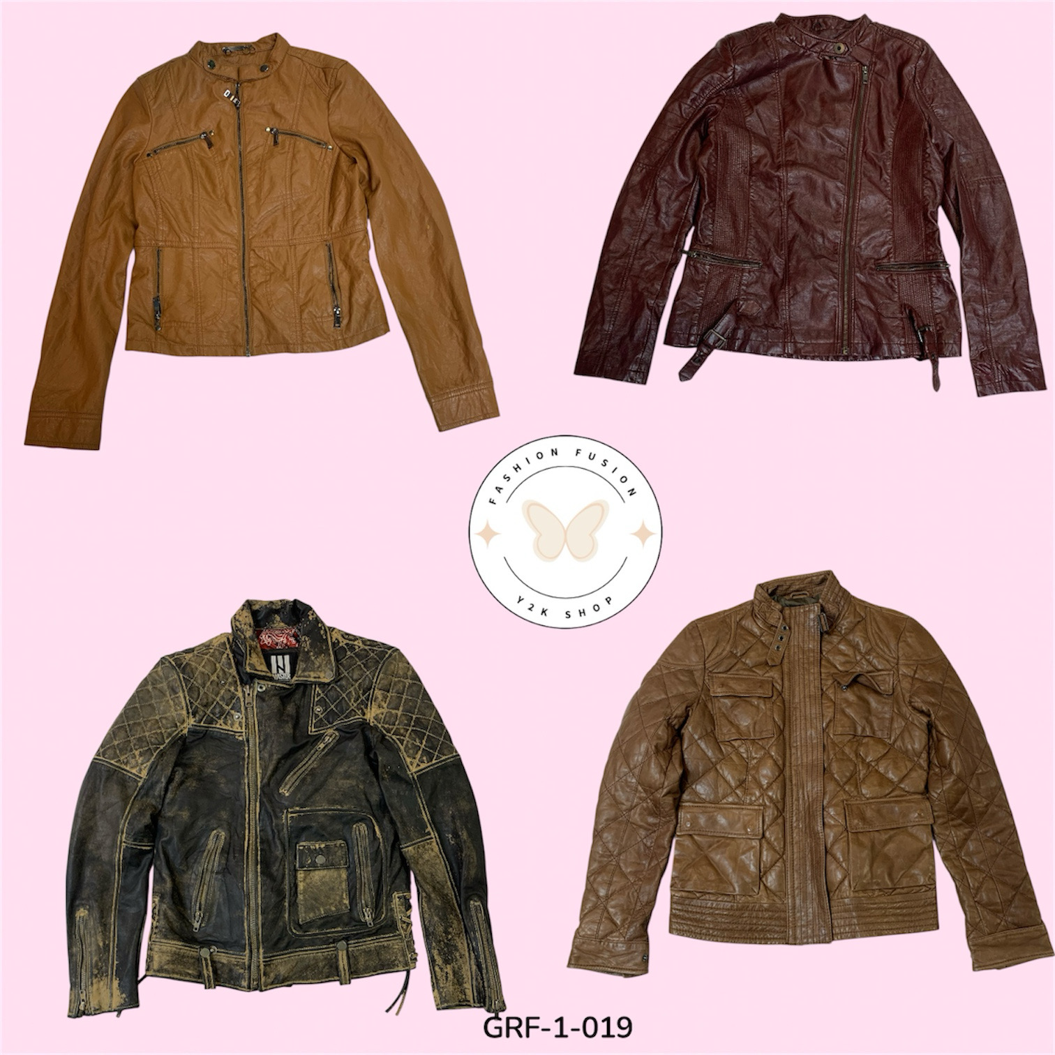 Retro Y2K Leather Moto Jacket – Sleek Urban Look (GRF-1-019)