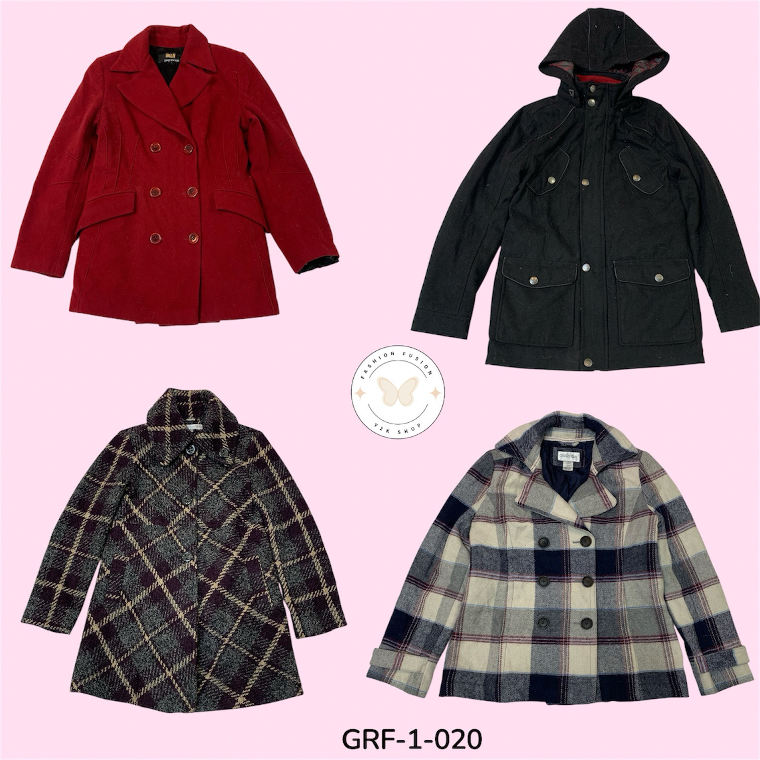 Retro Y2K Wool Coat – Vintage Chic Outerwear for T..