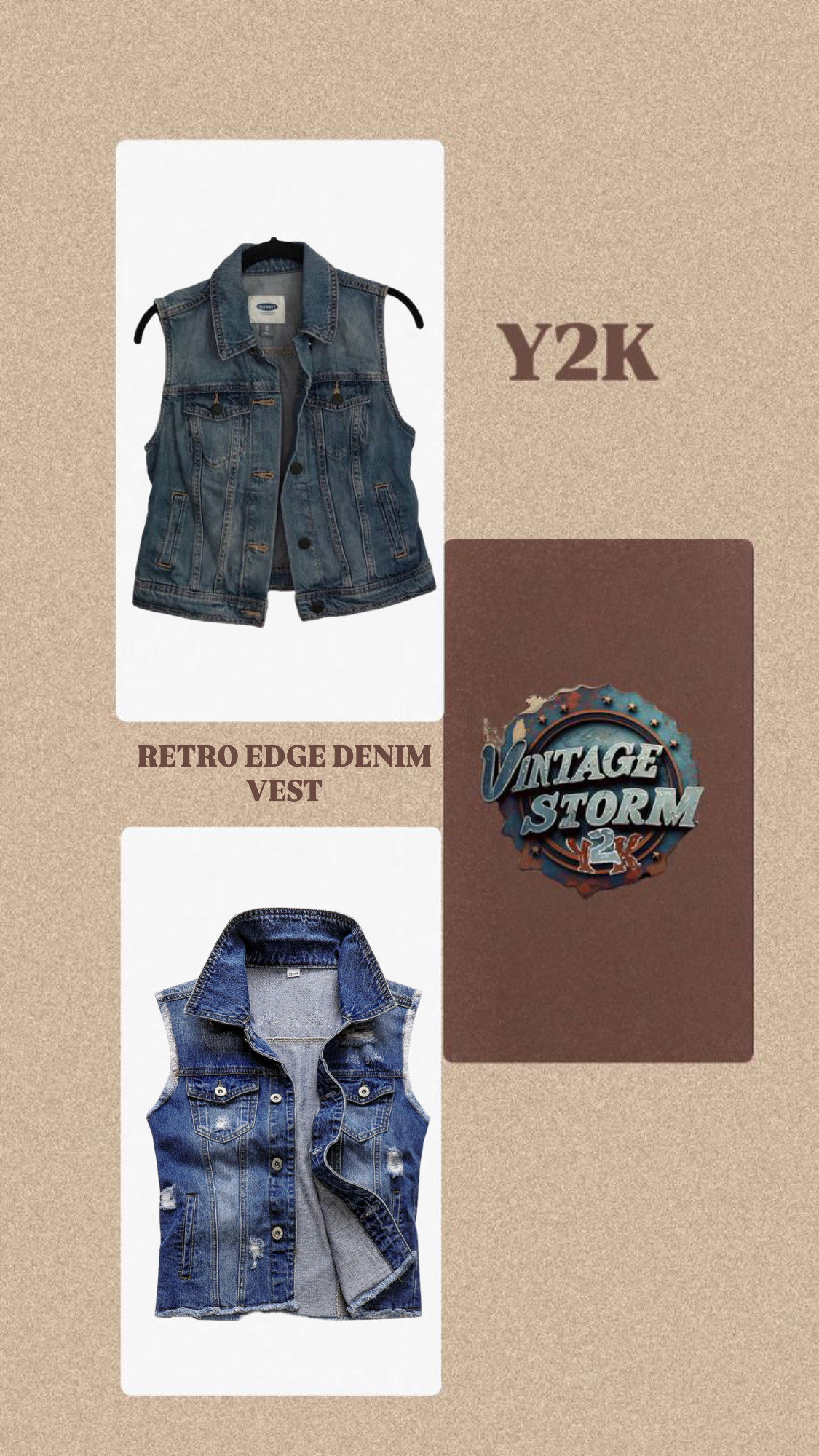 Y2Kレトロエッジデニムベスト