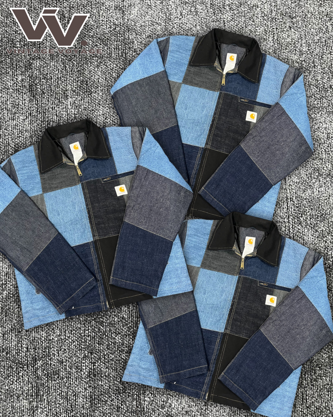 Carhartt reworked style denim patchwork Detroit jackets #8126