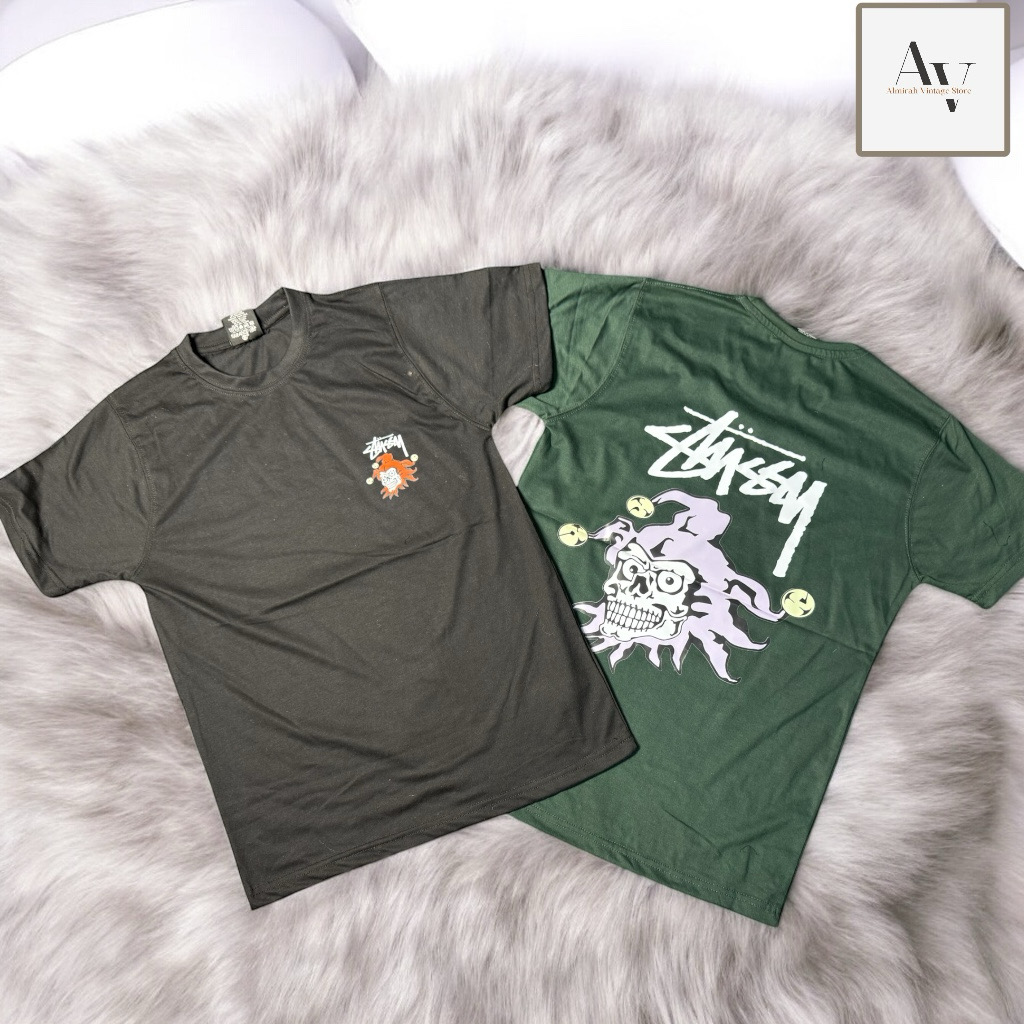 T-shirt rework style joker noir, blanc, vert Stussy