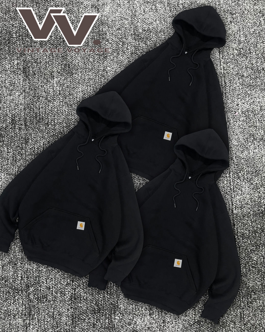 Carhartt reworked style black pullover hoodies #8126