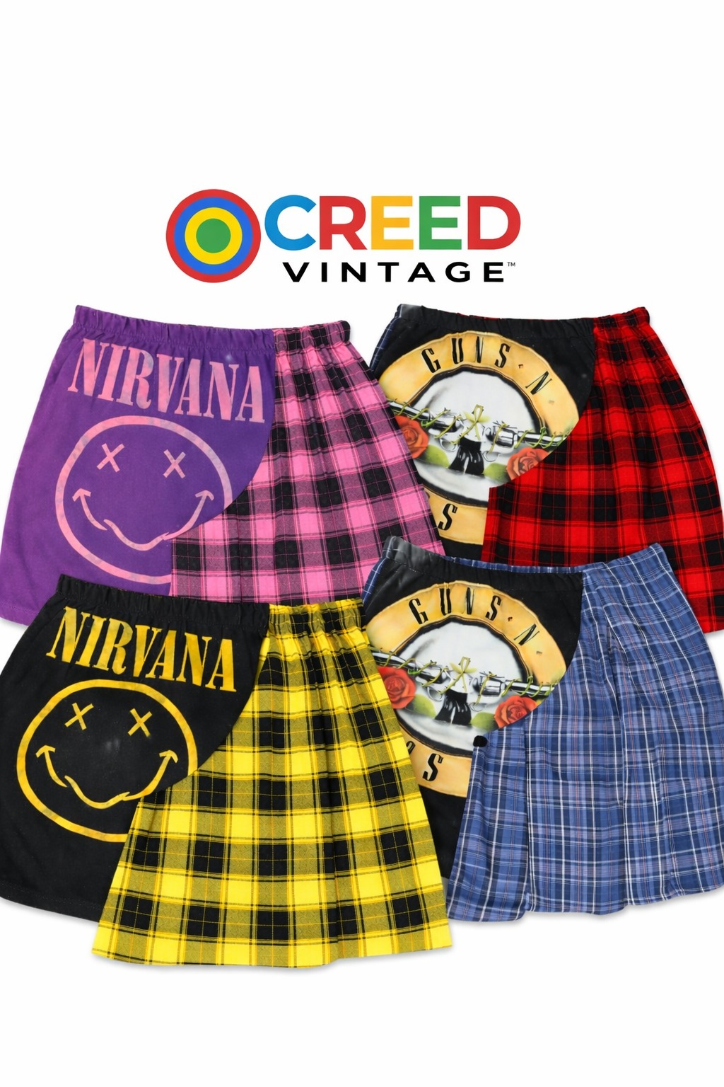 Jupe en patchwork grunge upcyclée CR1113