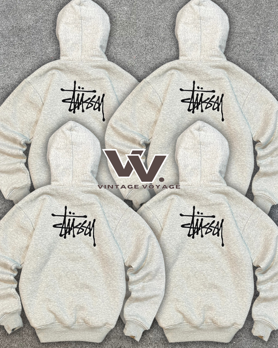 Stussy überarbeiteter Stil graue Pullover Hoodies #8126