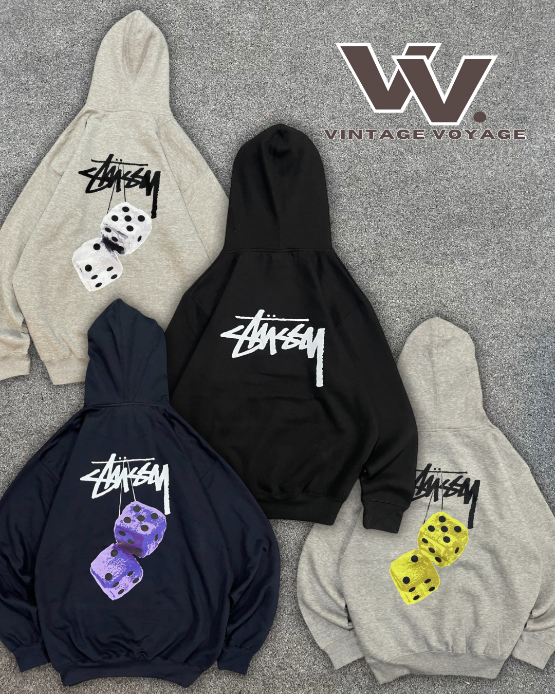 Pullover à capuche imprimé reworké Stussy #8126