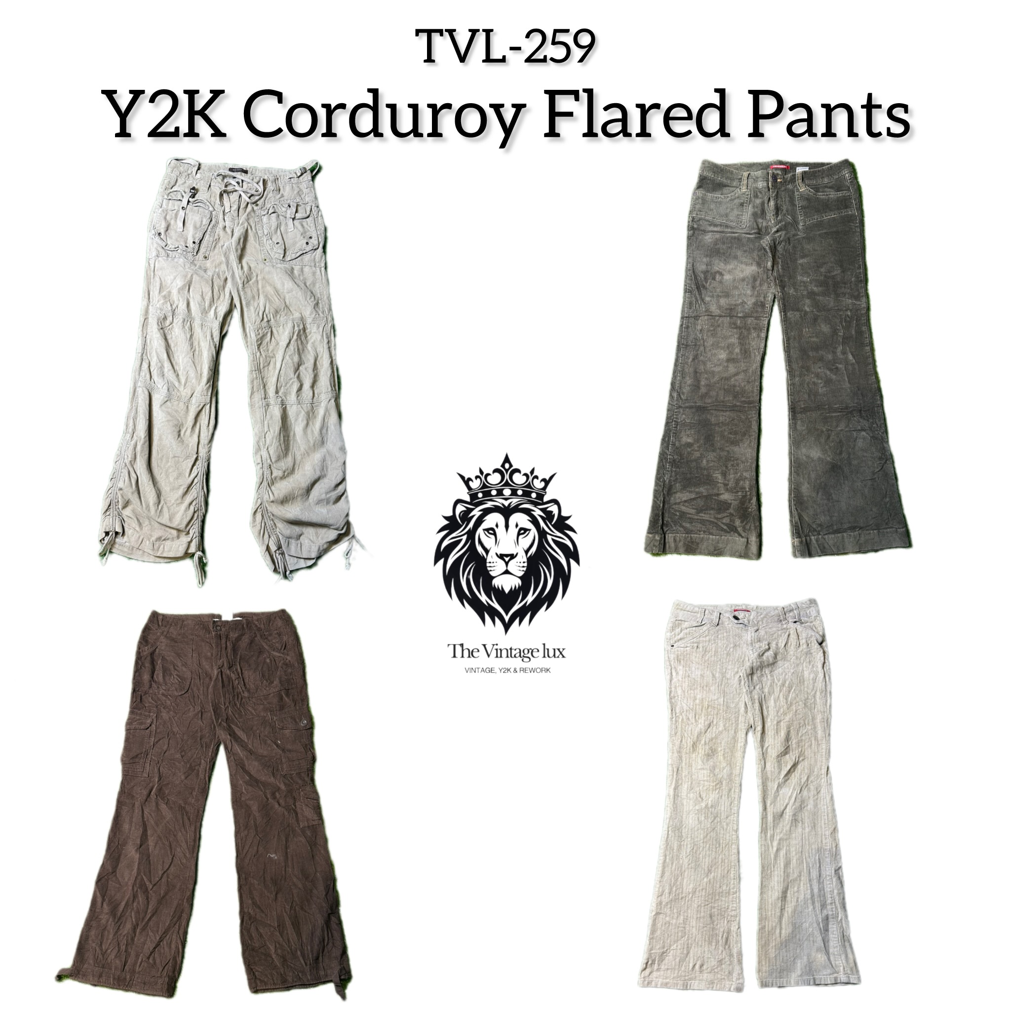 Y2K Corduroy Flare Pants (TVL-259)