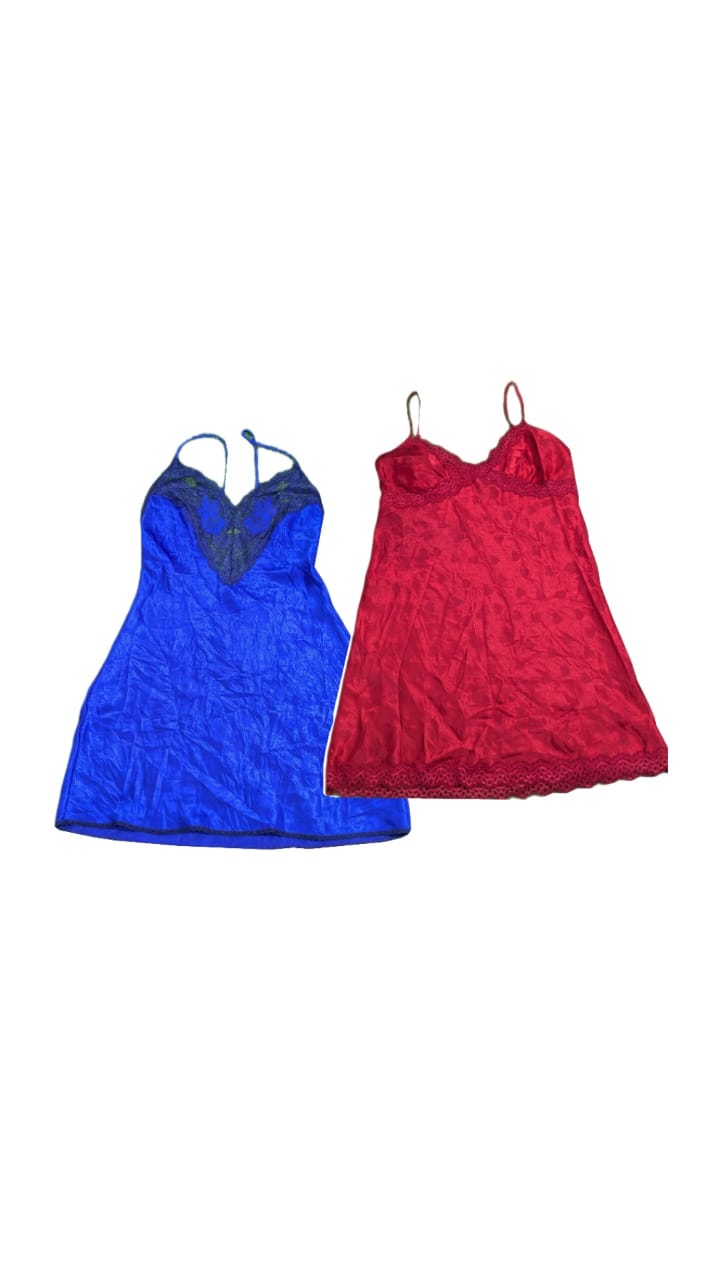 Yv173 Dark Mix Color Slip Dress 6p