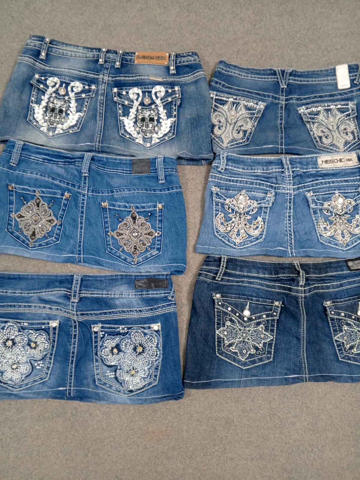 HD1284 Damen Upcycled Y2K Denim Micro Mini Röcke