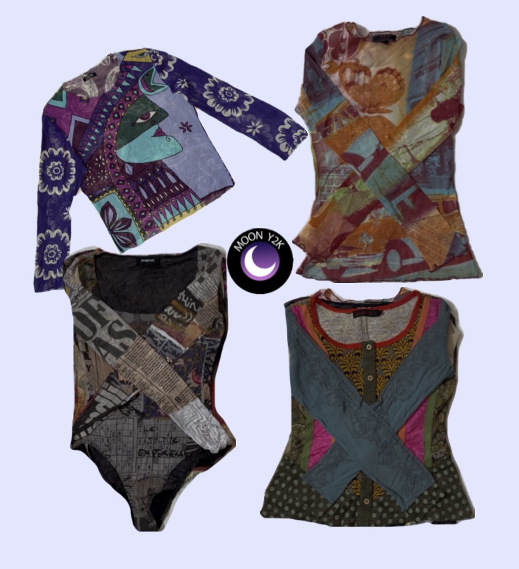 Tops en maille graphique Euro Y2K Mix (M-963)