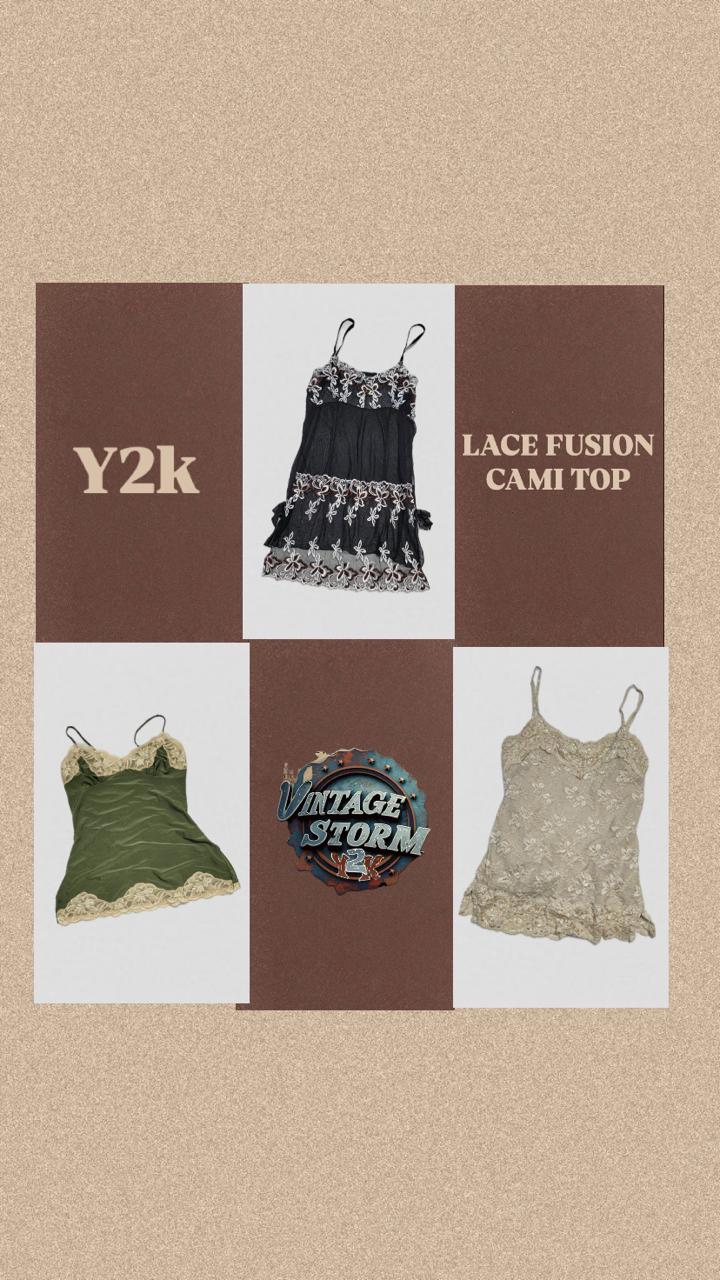 Y2K Lace Fusion Cami Tops