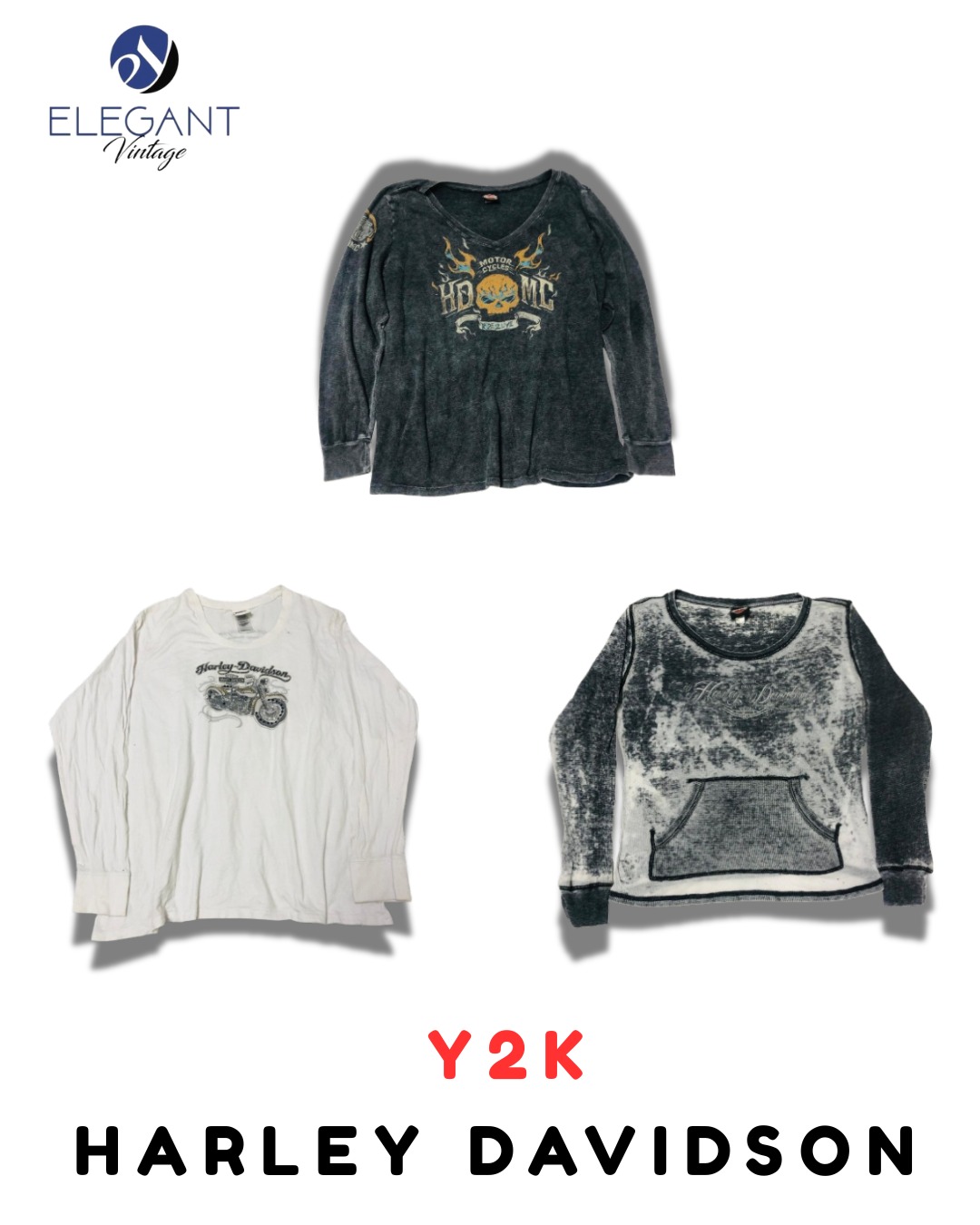 Y2K Harley Davidson L-S T-Shirts - EV1899