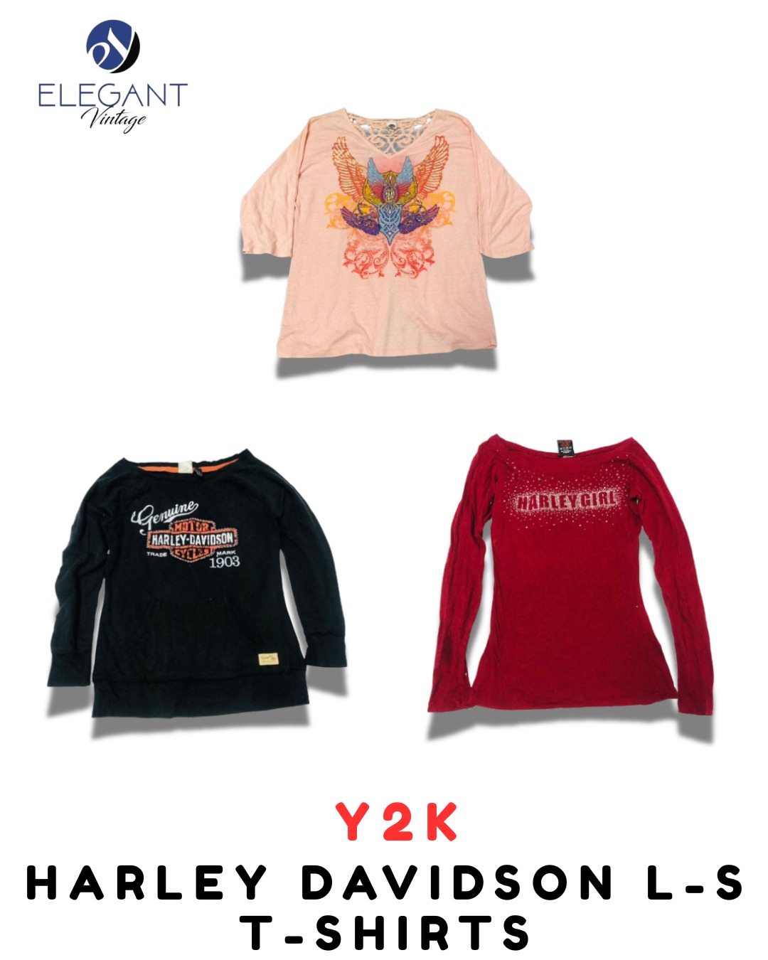 Y2K Harley Davidson L-S T-Shirts - EV1902