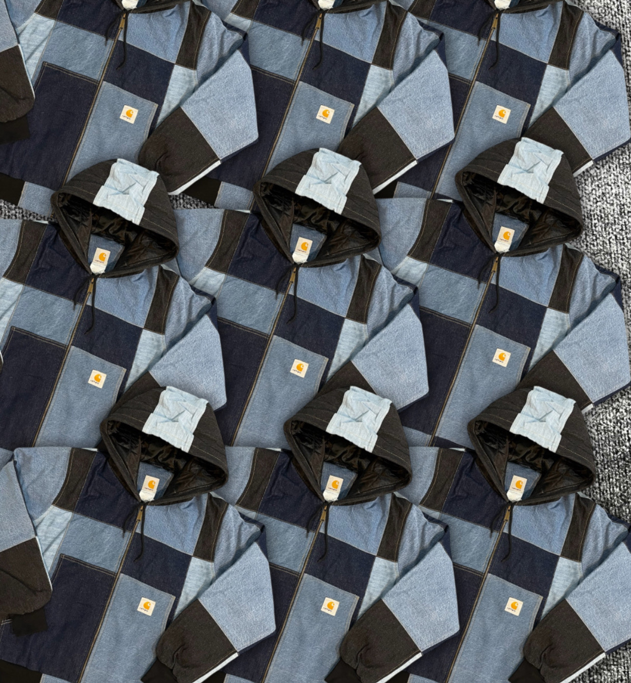 Carhartt rework style denim hooded jacket