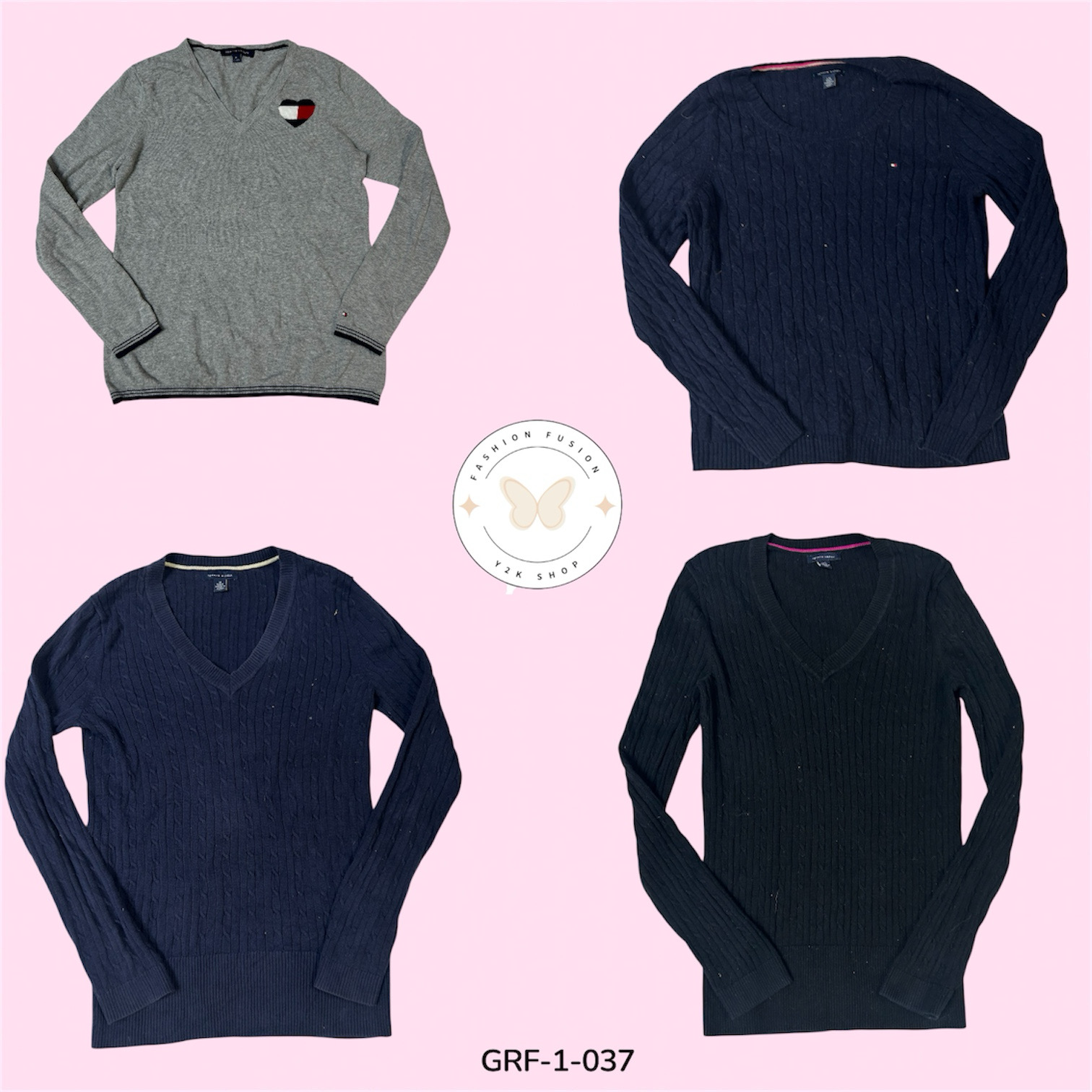 Y2K Tommy Hilfiger Strickpullover – Retro Preppy Street Style (GRF-1-037)