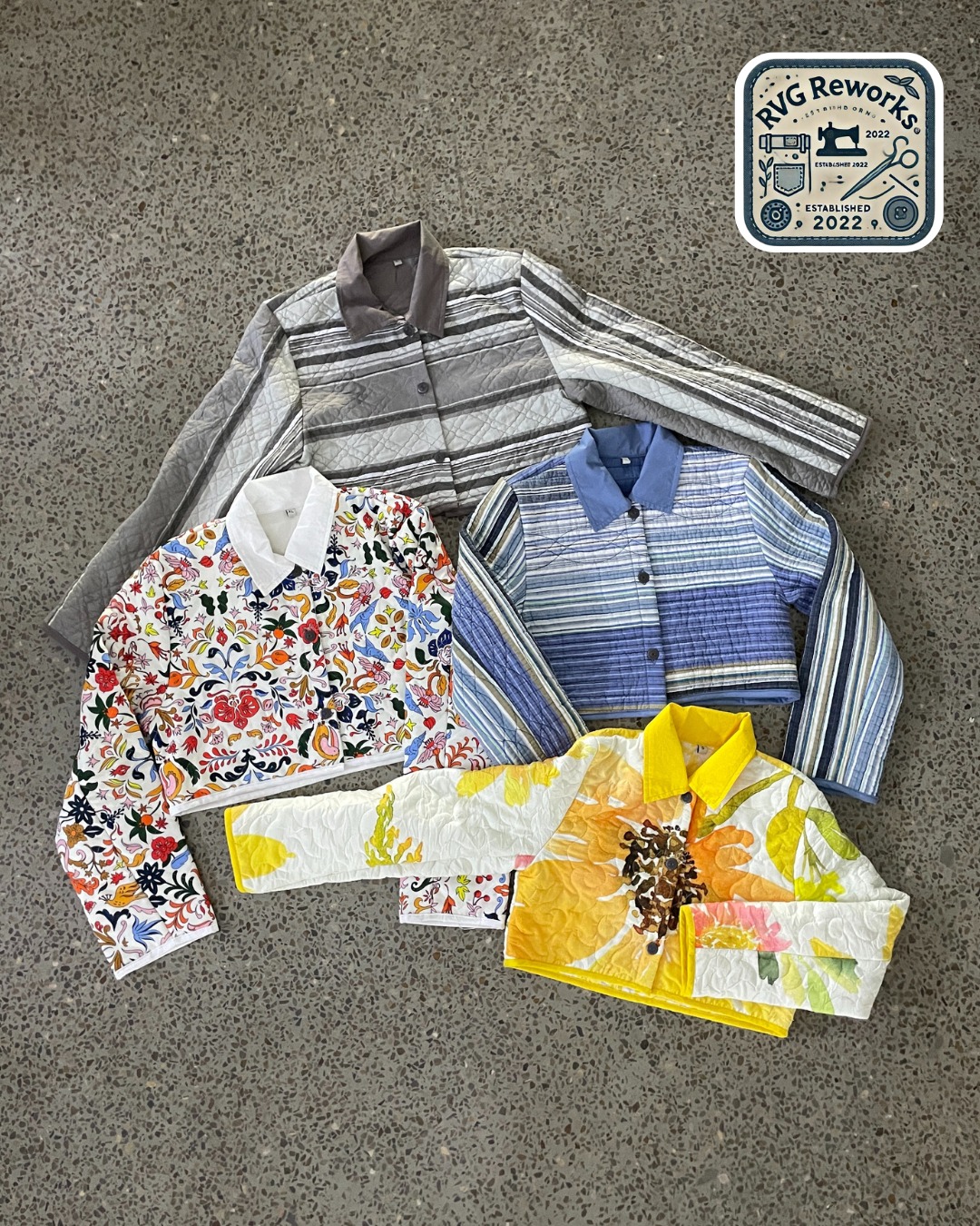 Upcycelte gesteppte cropped Jacke