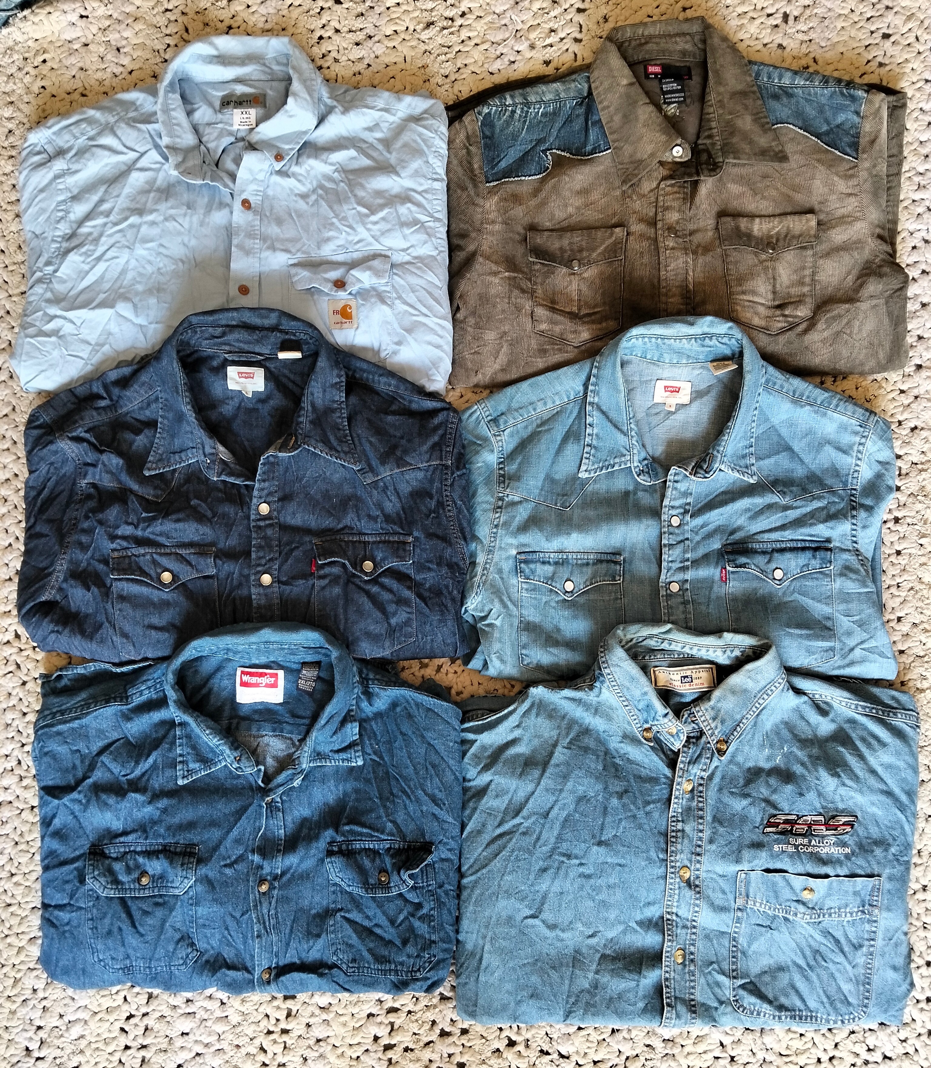 Chemise en denim mélangé de marque