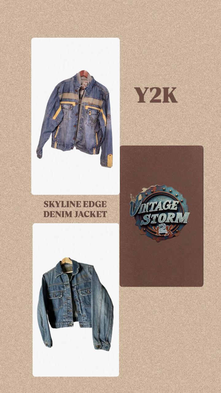 Y2K Skyline Edge Denimjacke