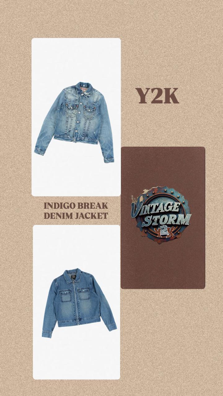 Y2K Indigo Break Denim Jacke