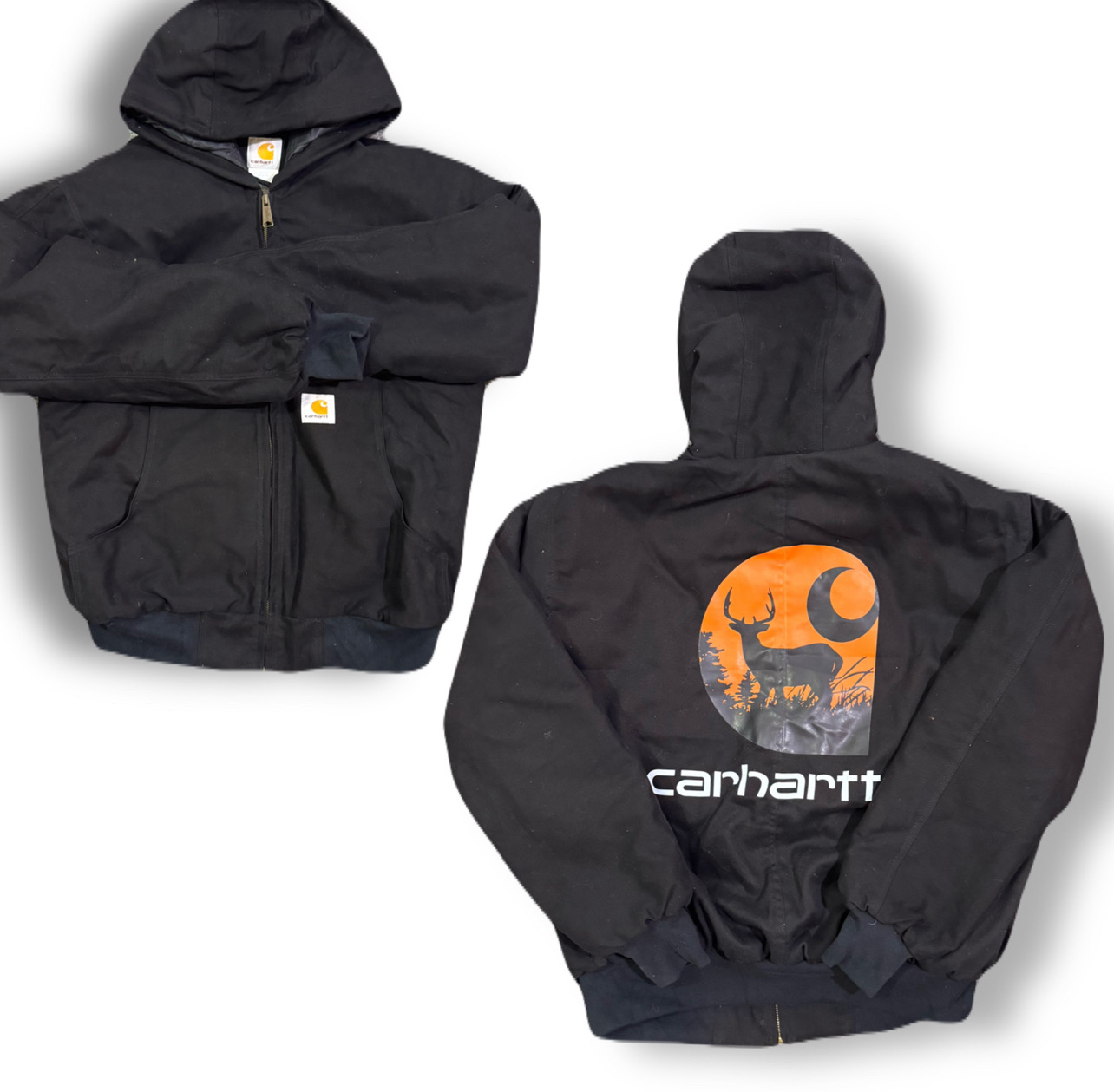 Carhartt rework style black hooded jacket