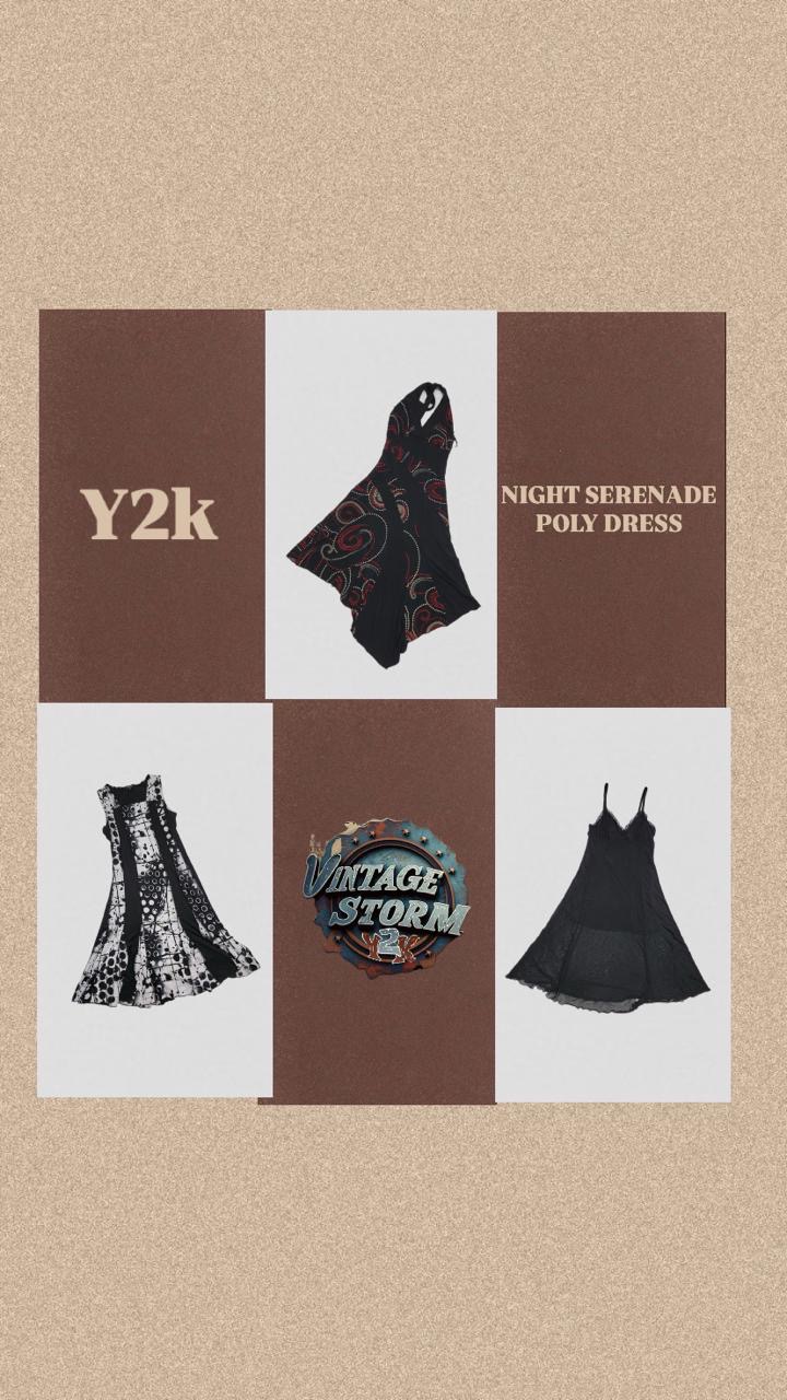 Y2K Night Serenade Poly Dress