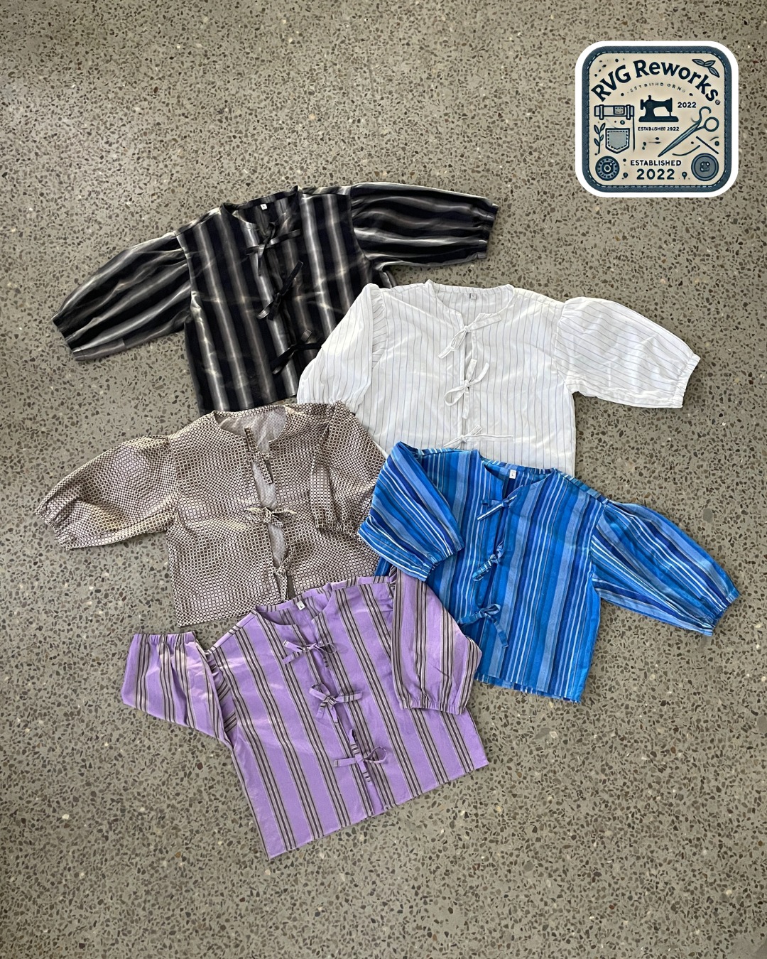 Upcycled Plaid Lace-Up Blouse 25 PCS