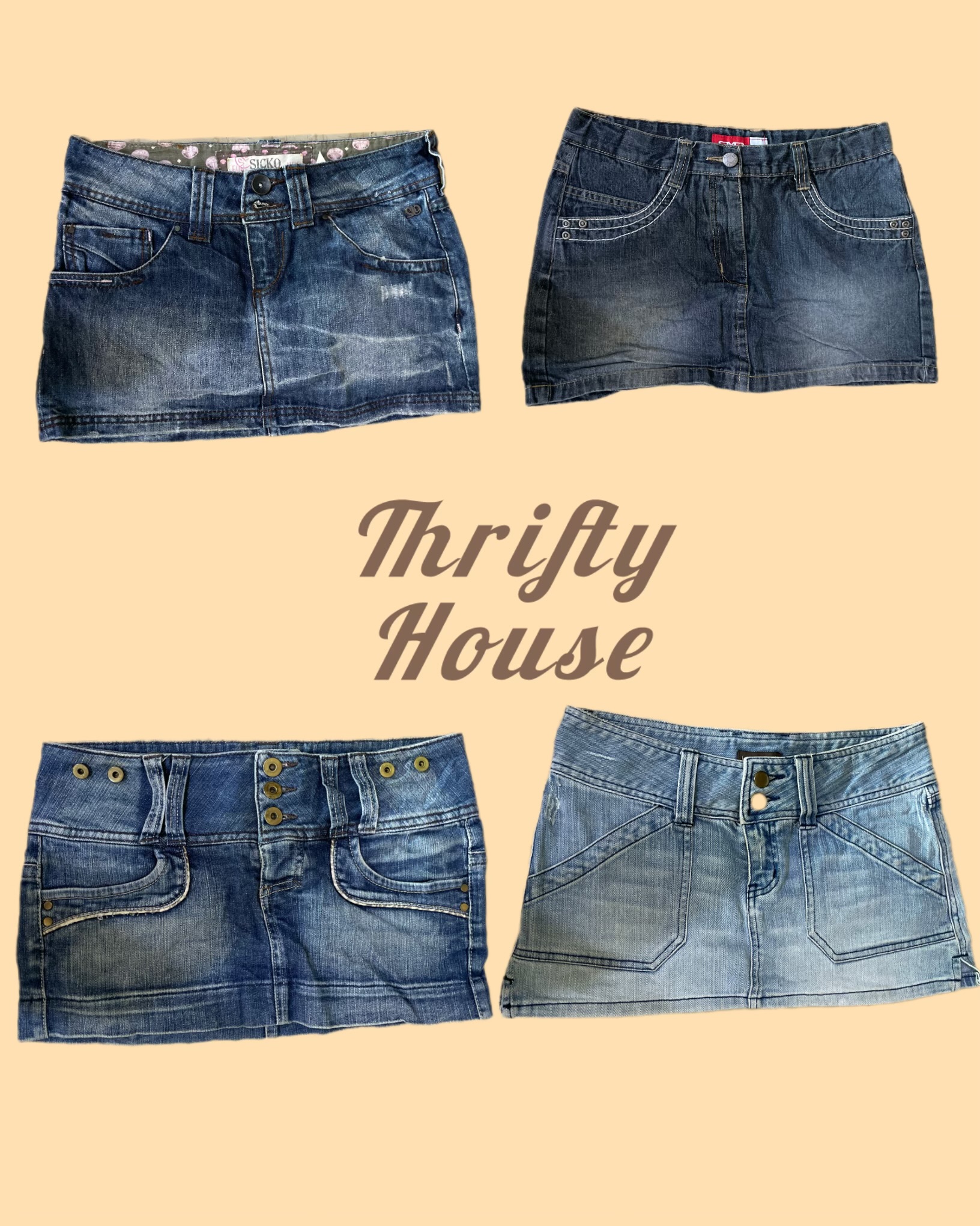 Saia Mini de Denim Sólido Y2k(TH/077)