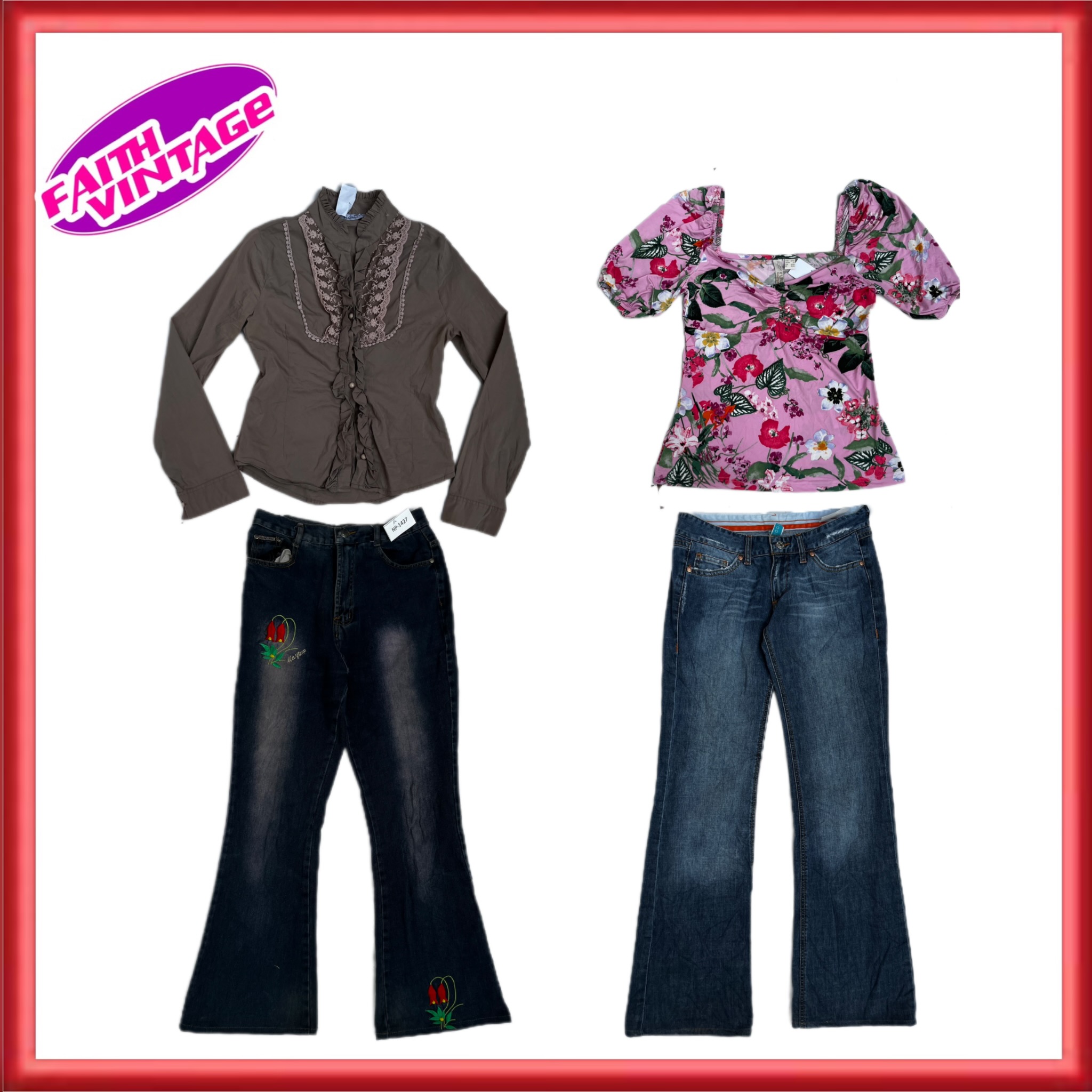 Mid Century Denim- und Hemden-Bundle (Fv-337)