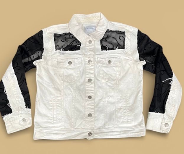 Fs-68 Upcycled levi’s denim jacket net patchwork