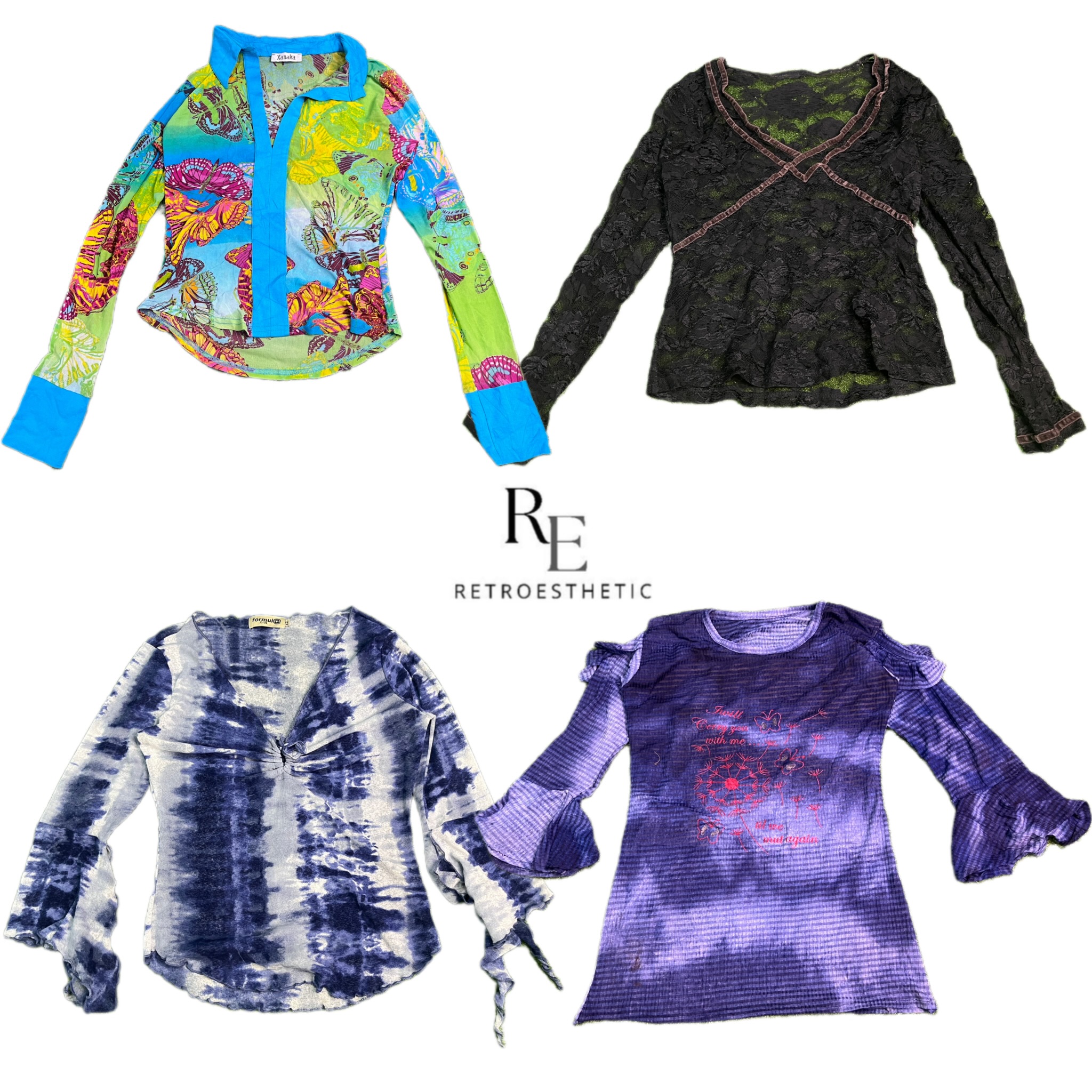 Y2K Oceanic Vibe Magliette a Manica Lunga RE-2725