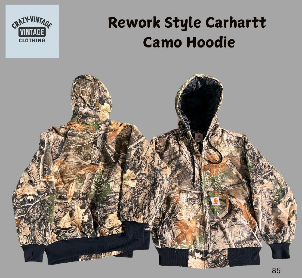Carhartt rework style real tree hooded jacket