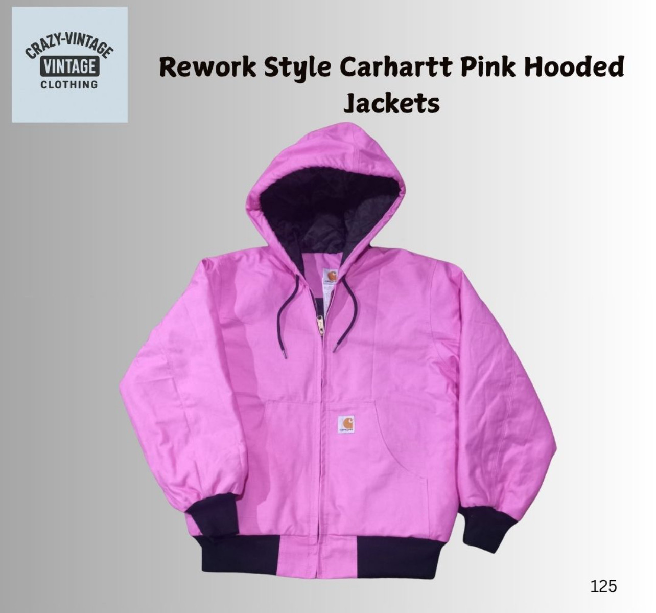 Carhartt rework style pink hooded jacket