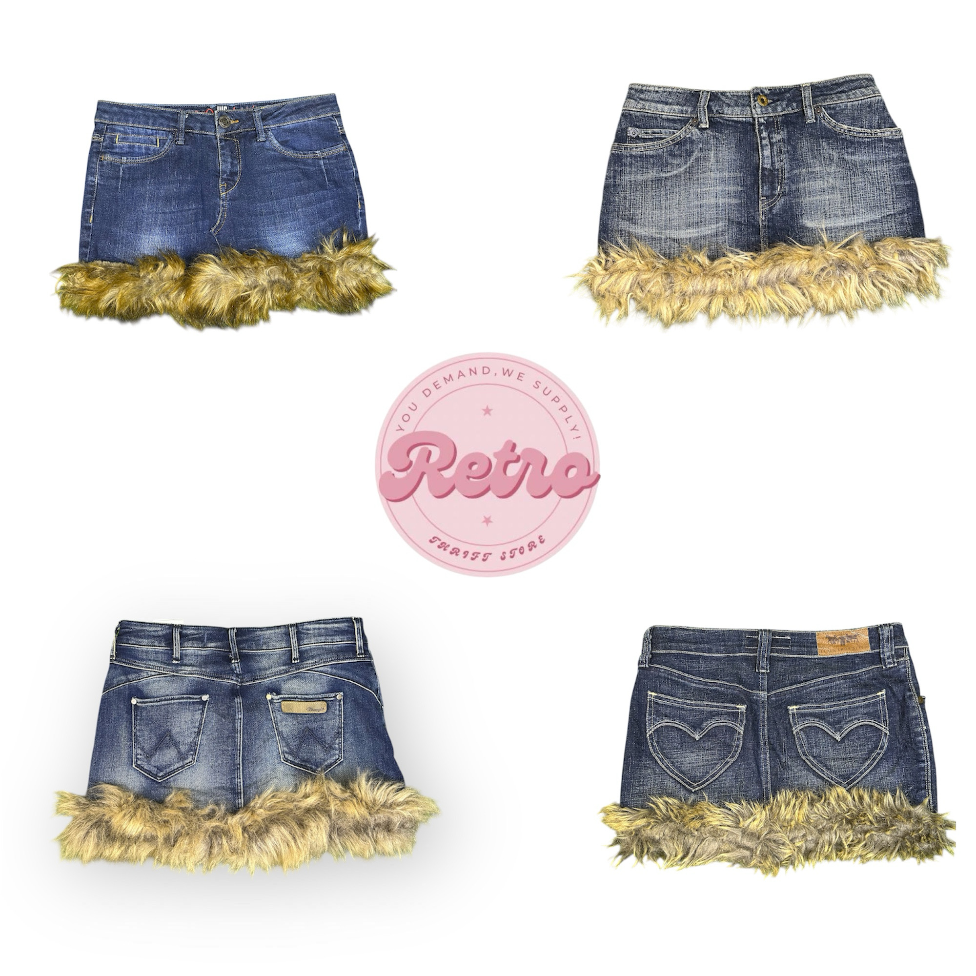 Y2K Baby Doll Bliss Rock mit Fellbesatz (E)