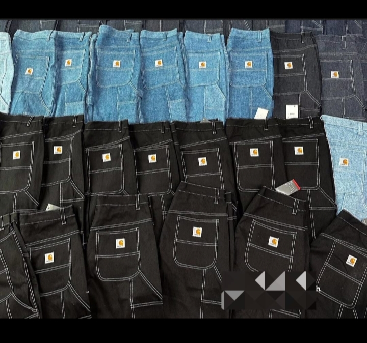 Carhartt rework style black and blue jorts