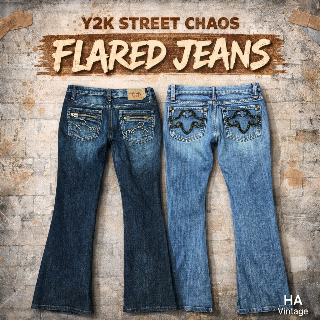 Y2K Street Chaotic Flared Denim Jeans