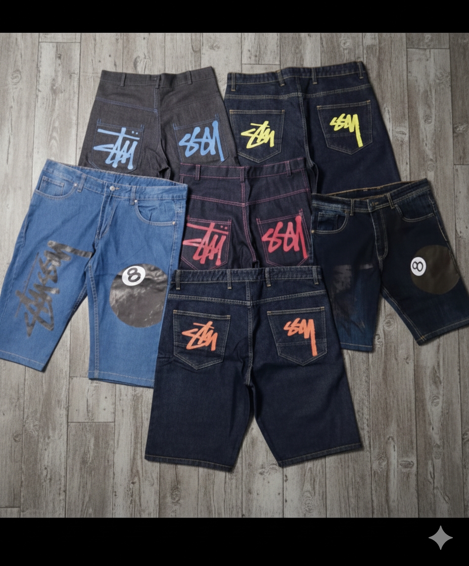 Jorts en mix de style réimprimé Stussy